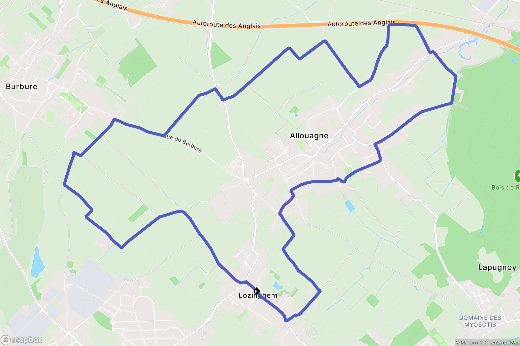 Lozinghem : carte du parcours de randonnée - France