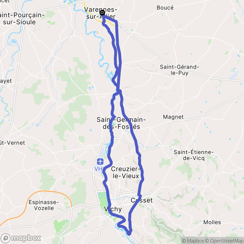 Varennes-sur-Allier : carte du parcours de randonnée - France