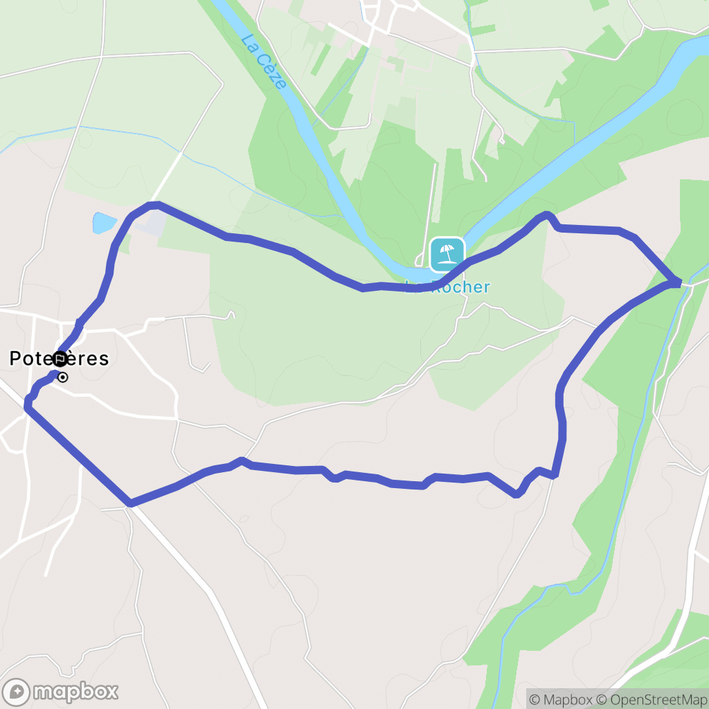 Potelières : carte du parcours de randonnée - France