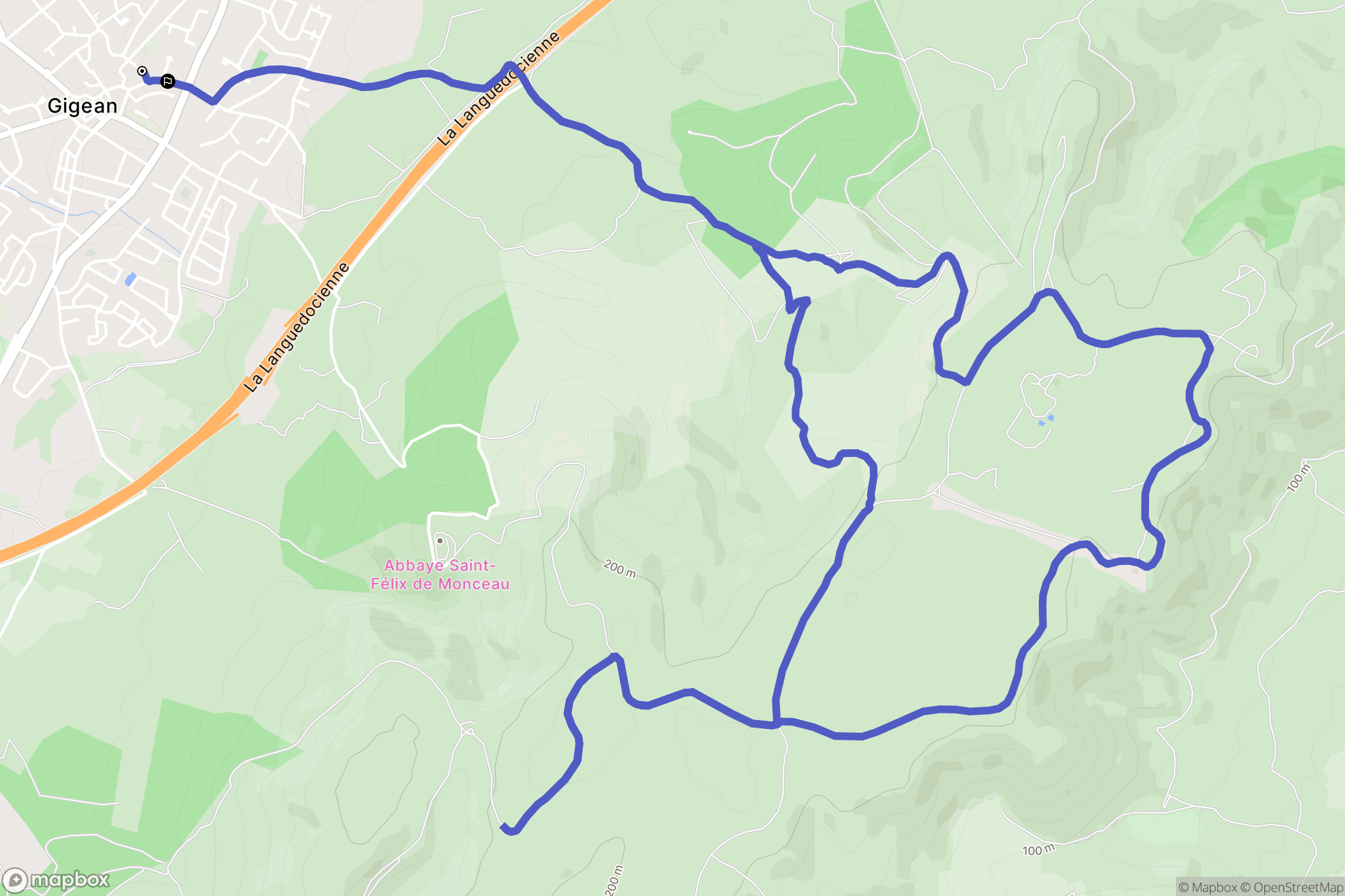 Gigean : carte du parcours de randonnée - France