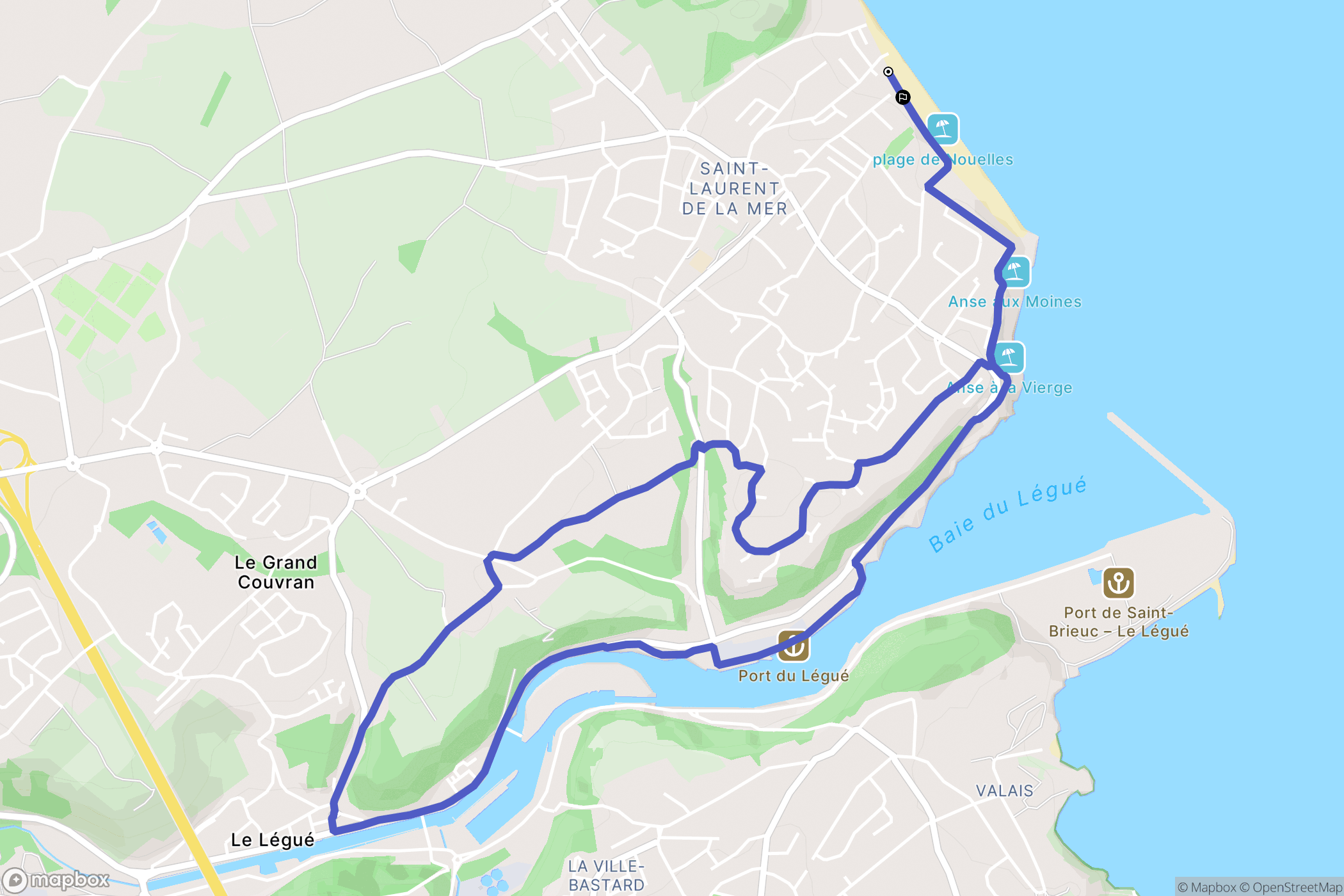 Plérin : carte du parcours de randonnée - France