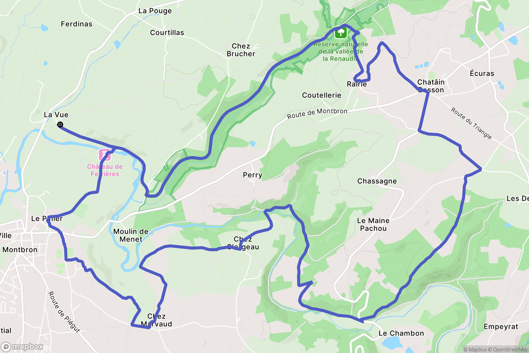 Montbron : carte du parcours de randonnée - France