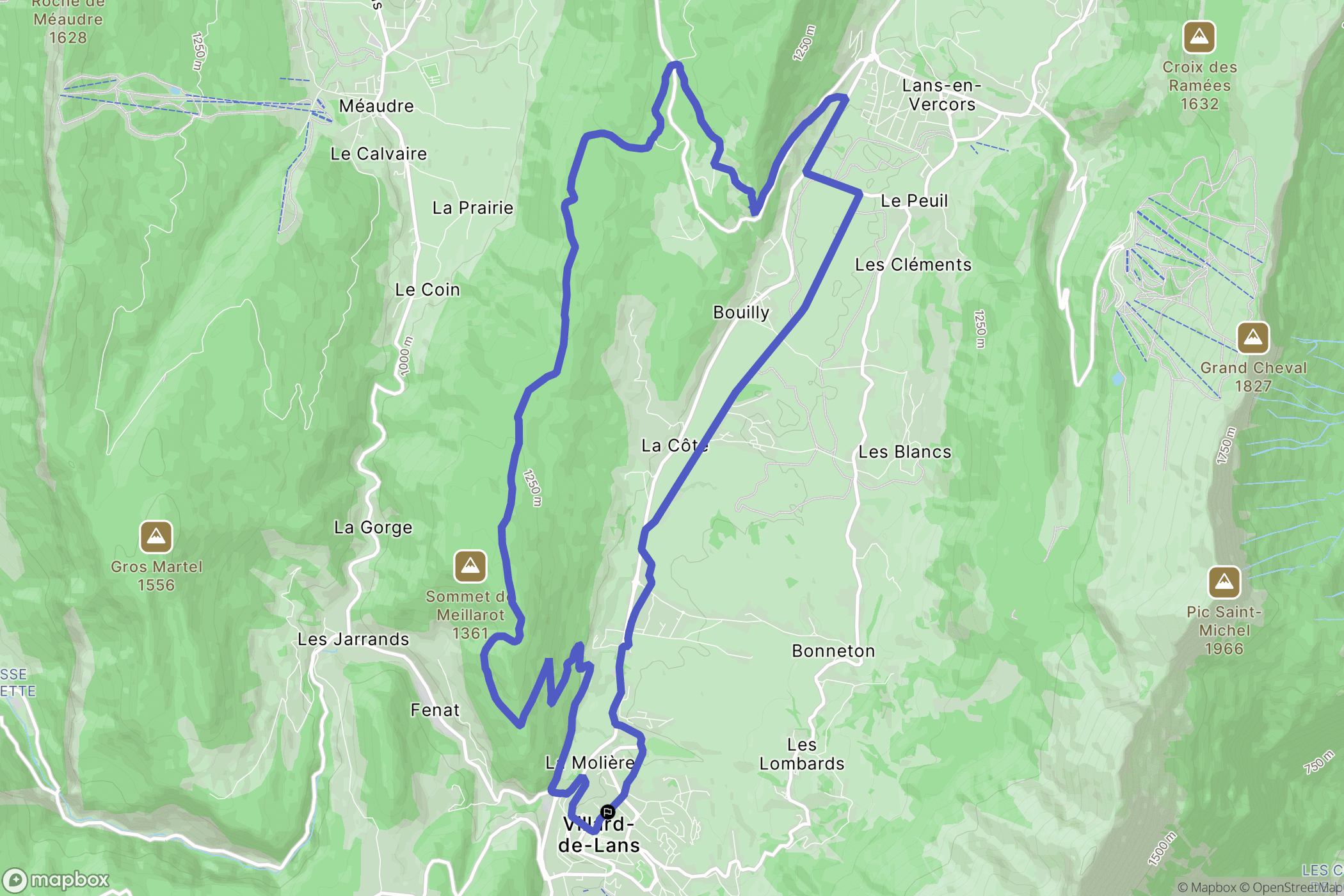 Villard-de-Lans : carte du parcours de randonnée - France