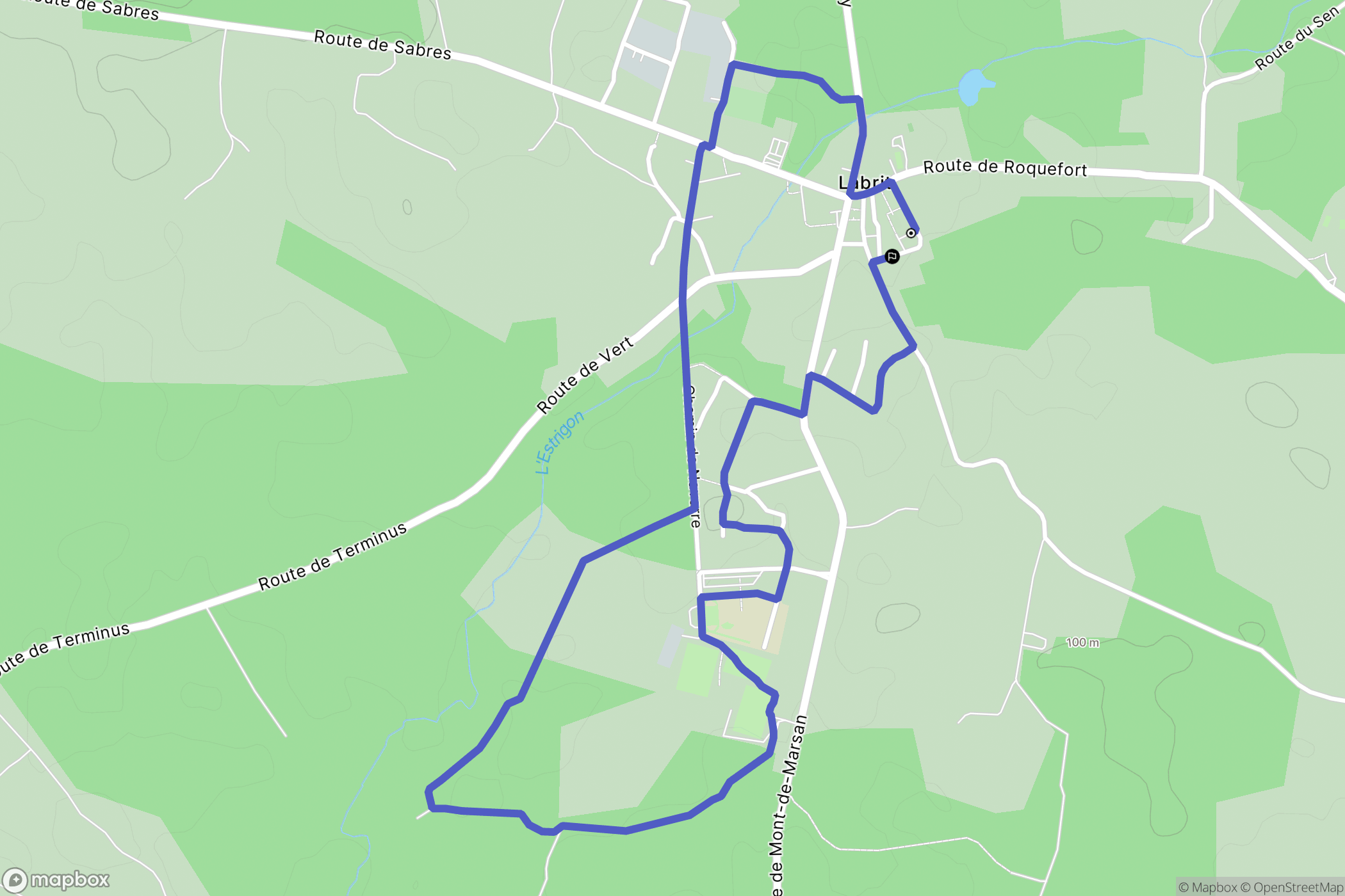 Labrit : carte du parcours de randonnée - France
