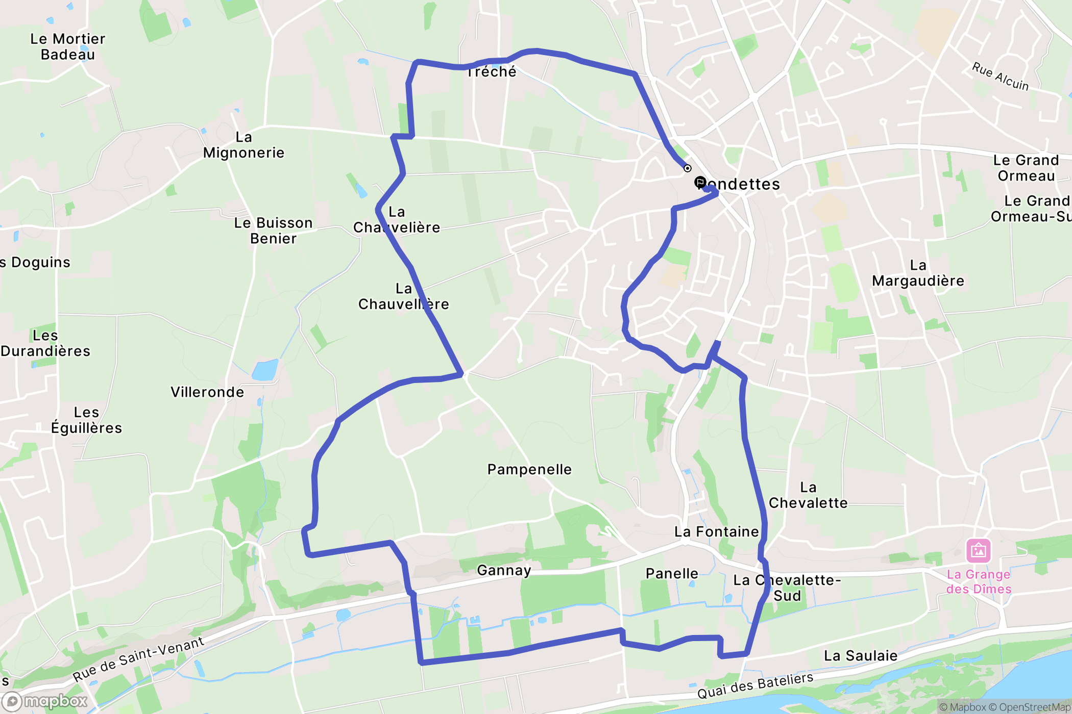 Fondettes : carte du parcours de randonnée - France