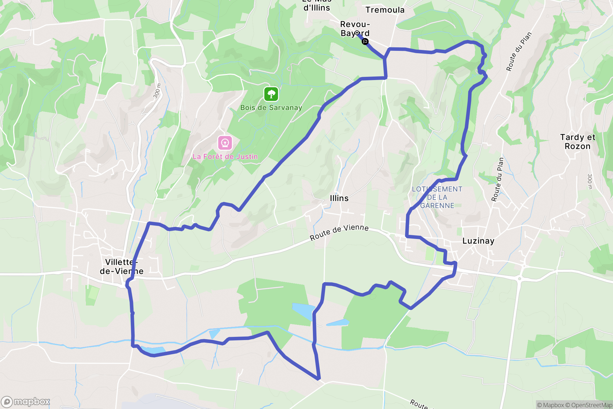 Luzinay : carte du parcours de randonnée - France