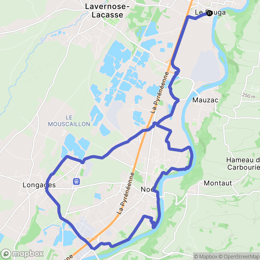 Le Fauga : carte du parcours de randonnée - France