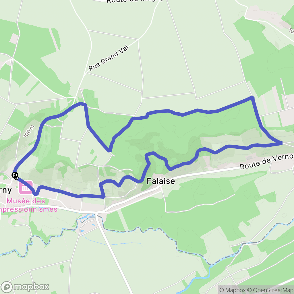 Giverny : carte du parcours de randonnée - France