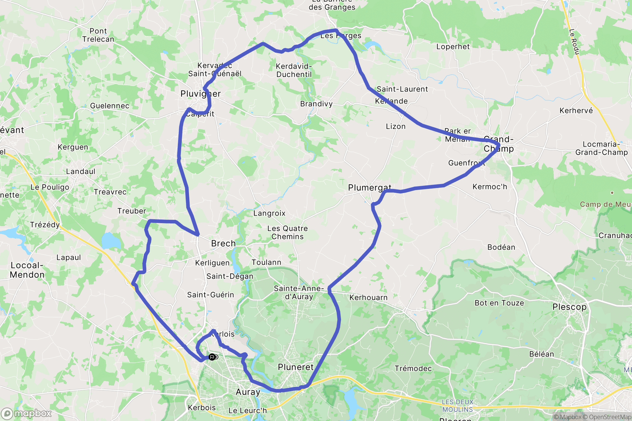 Auray : carte du parcours de randonnée - France