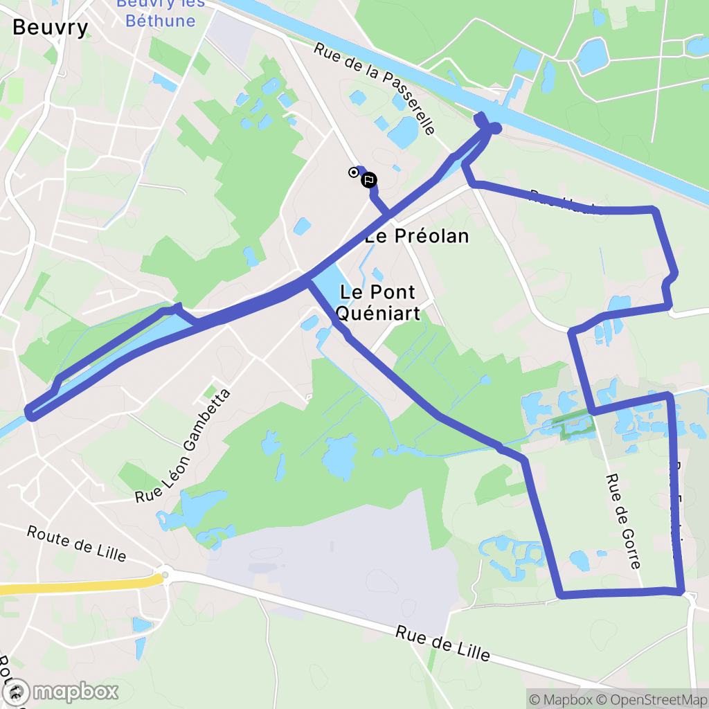 Beuvry : carte du parcours de randonnée - France