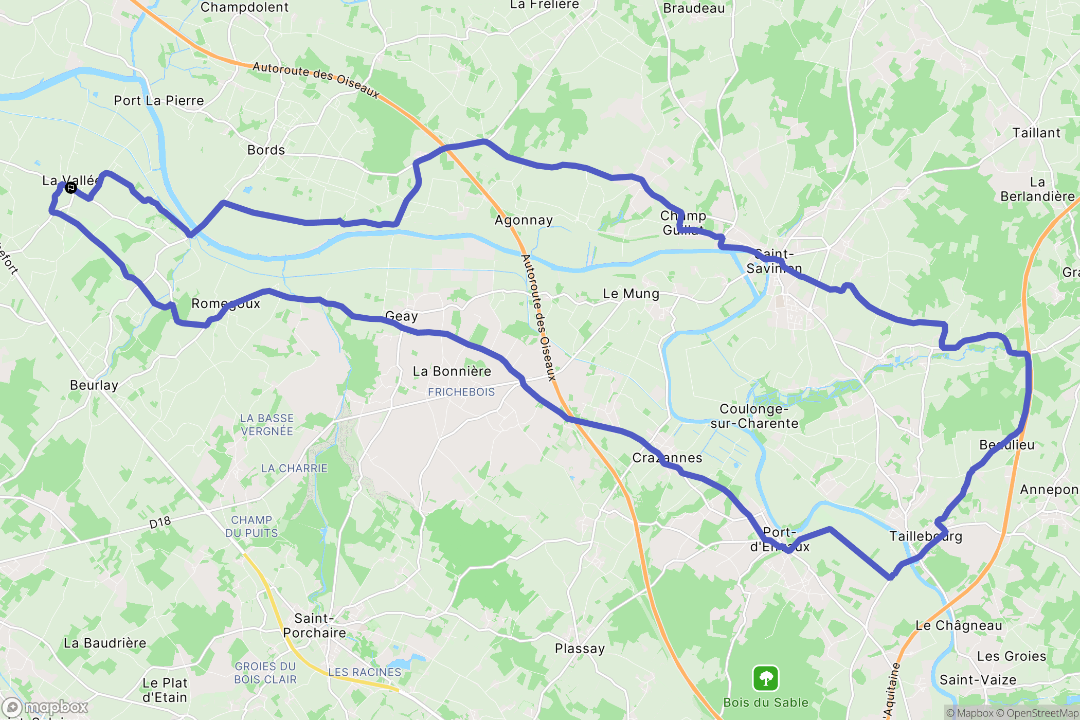 La Vallee : carte du parcours de randonnée - France