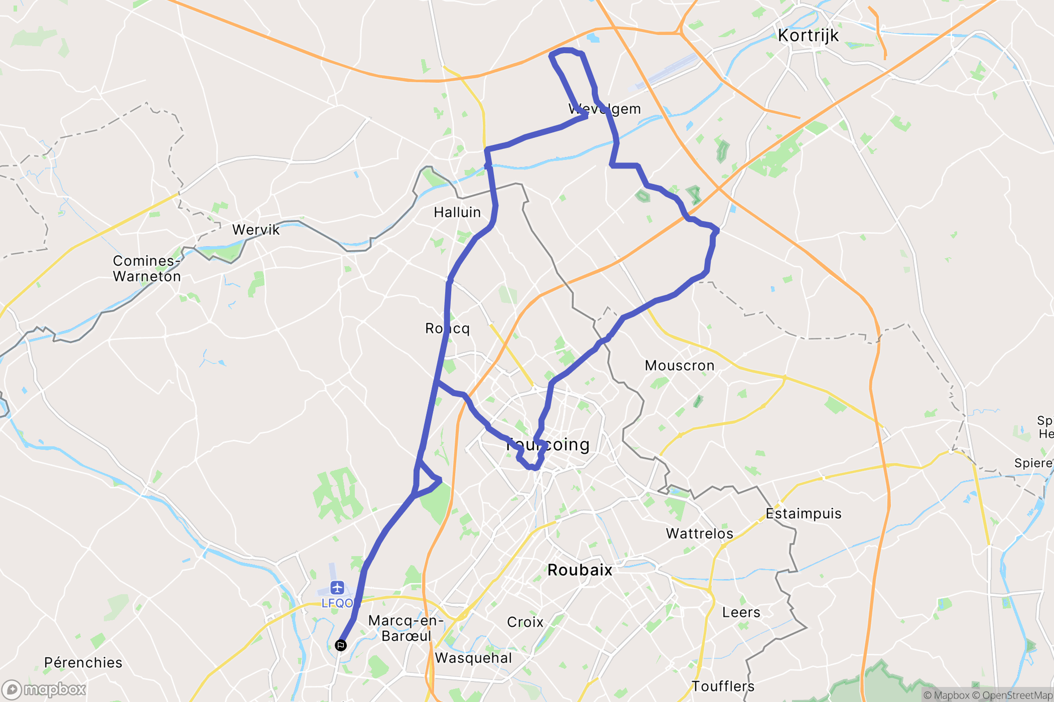 Marcq-en-Barœul : carte du parcours de randonnée - France