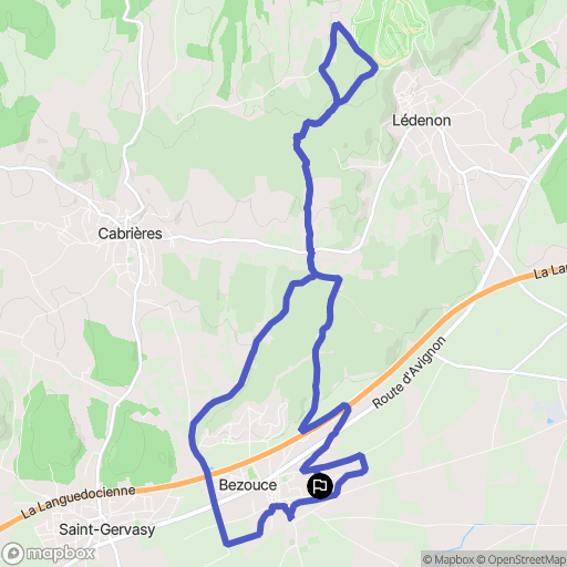 Bezouce : carte du parcours de randonnée - France