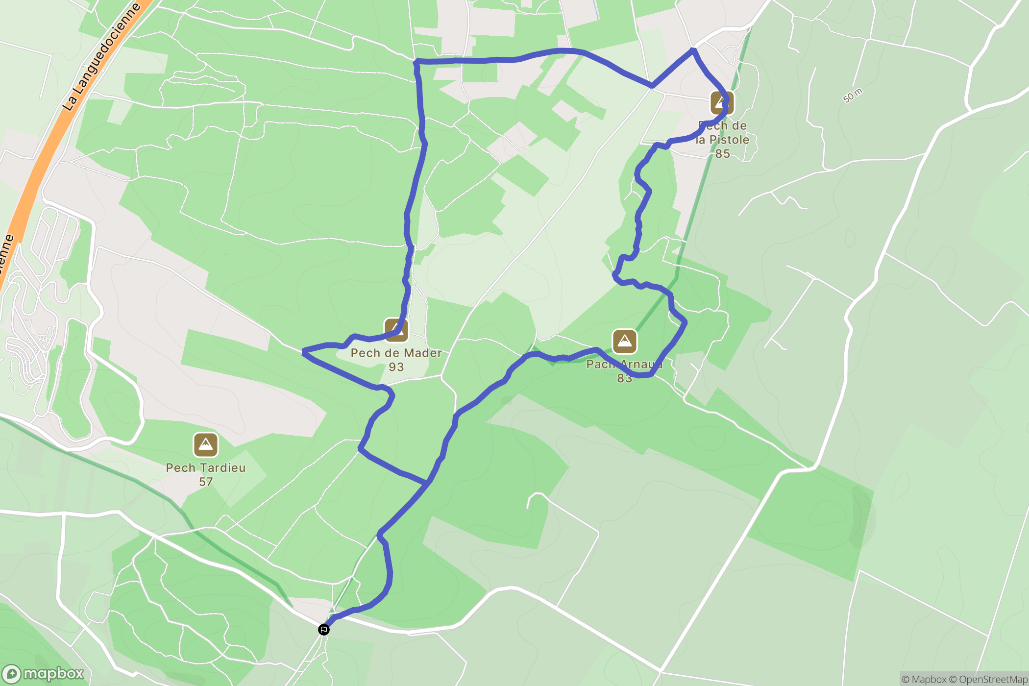 Vinassan : carte du parcours de randonnée - France