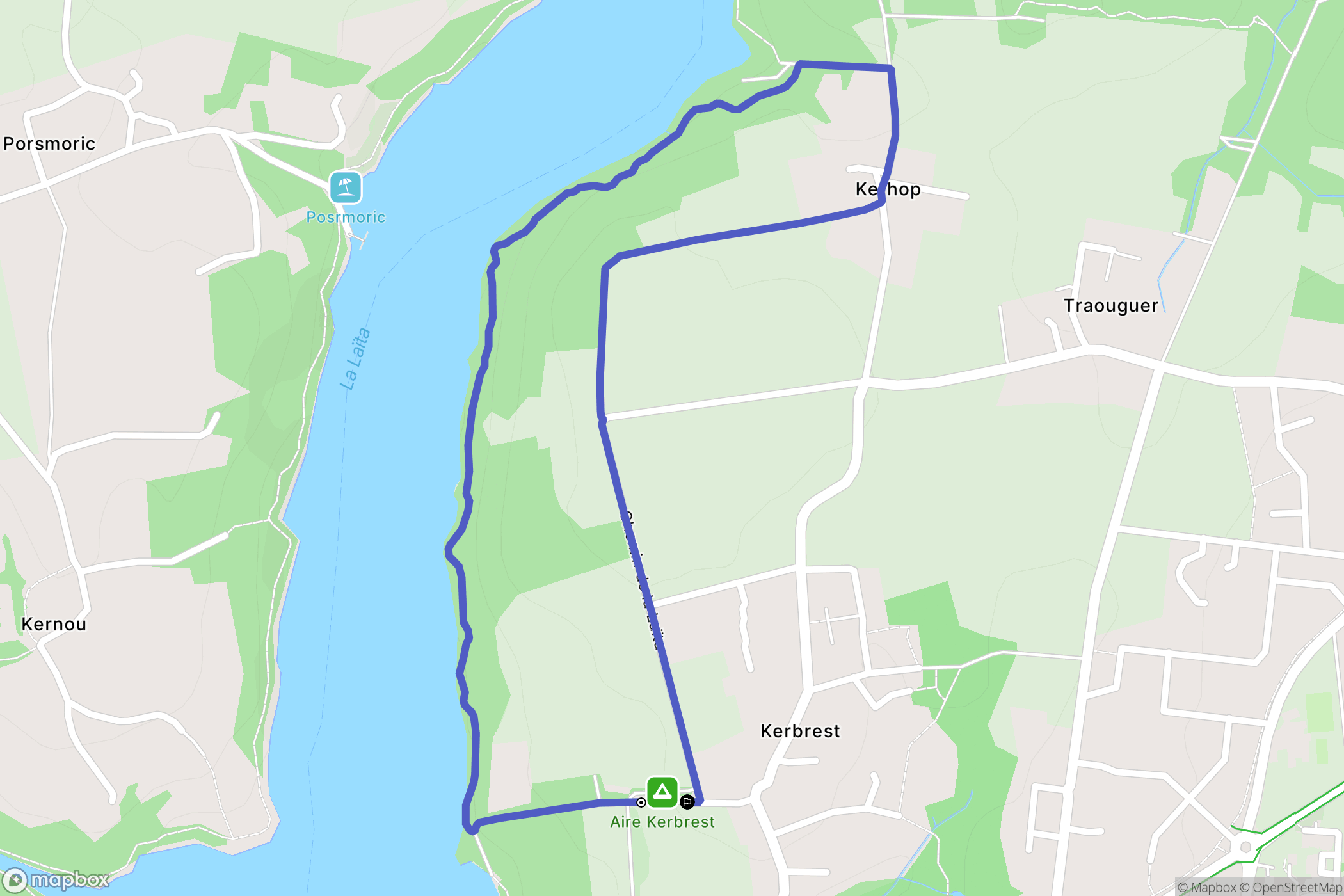 Guidel : carte du parcours de randonnée - France