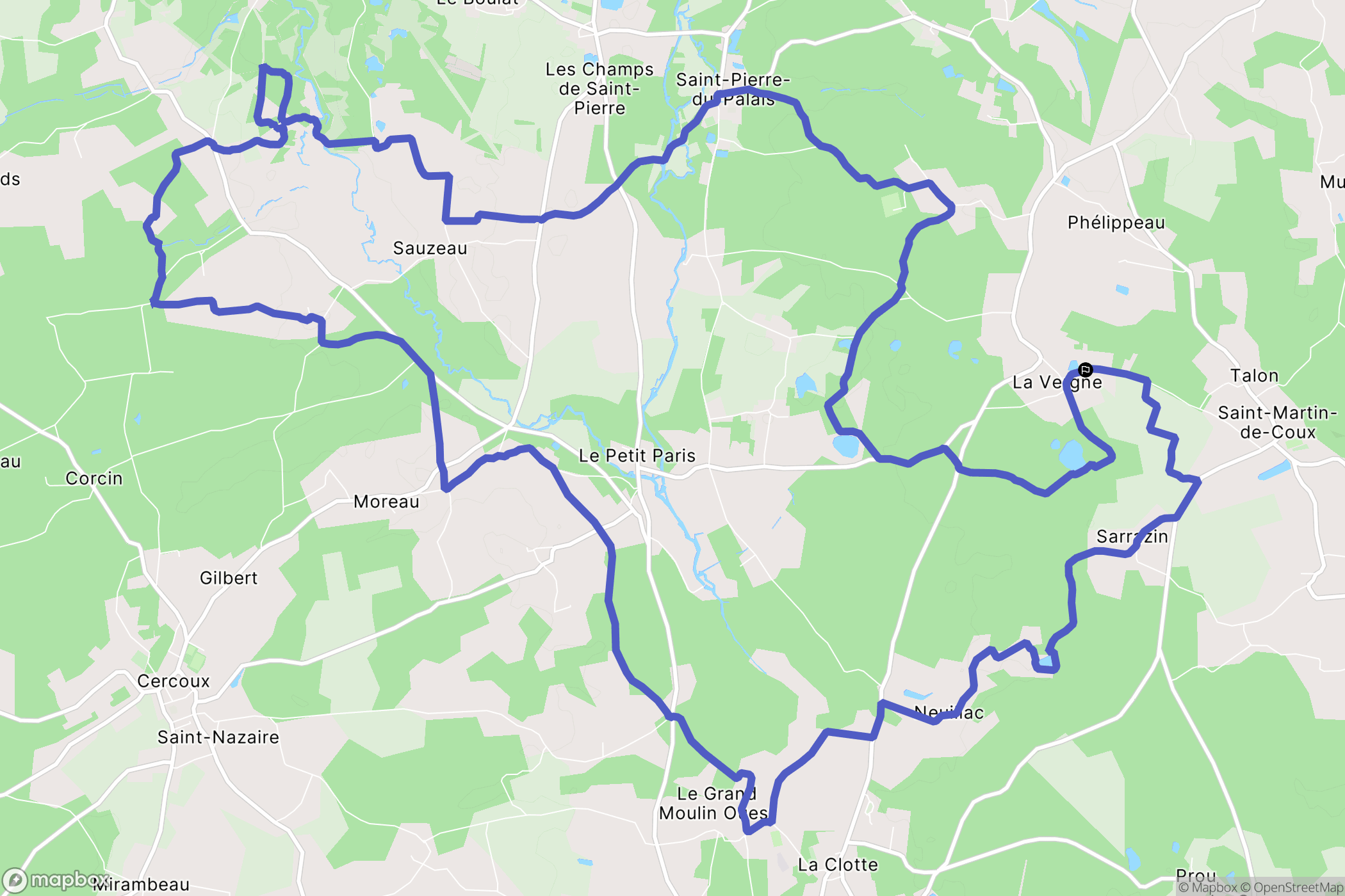 Saint-Martin-de-Coux : carte du parcours de randonnée - France