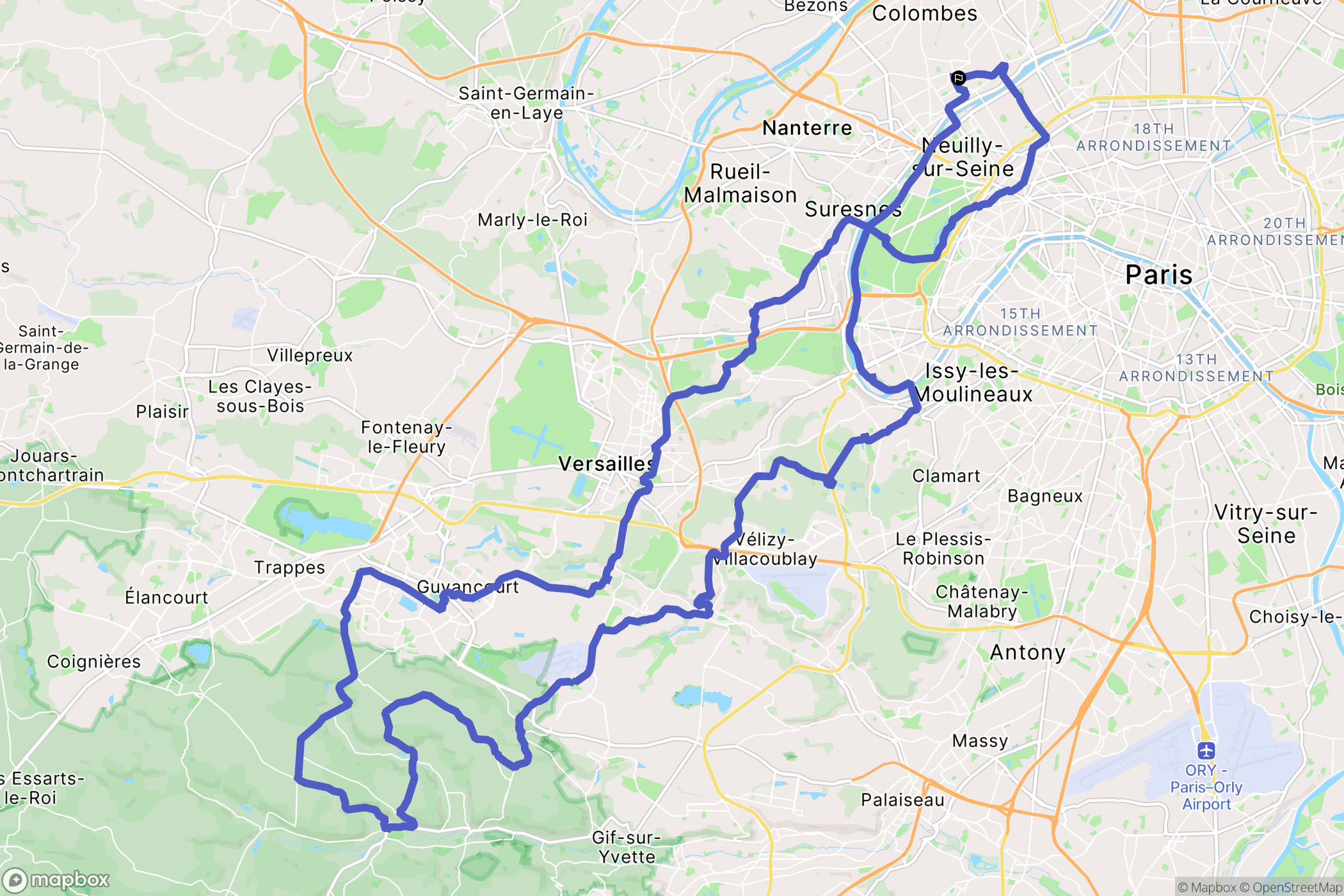 Asnières-sur-Seine : carte du parcours de randonnée - France