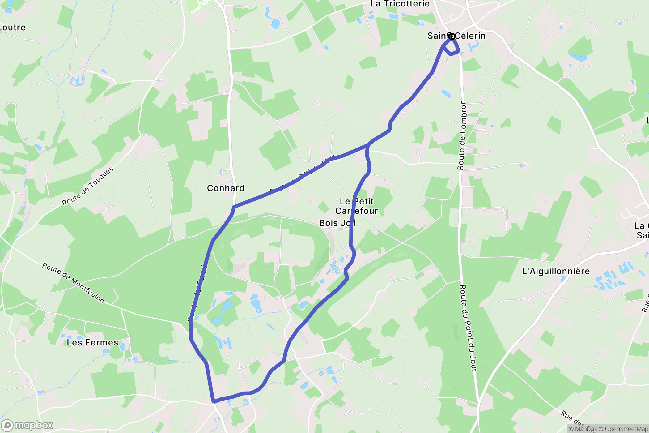 Saint-Célerin : carte du parcours de randonnée - France