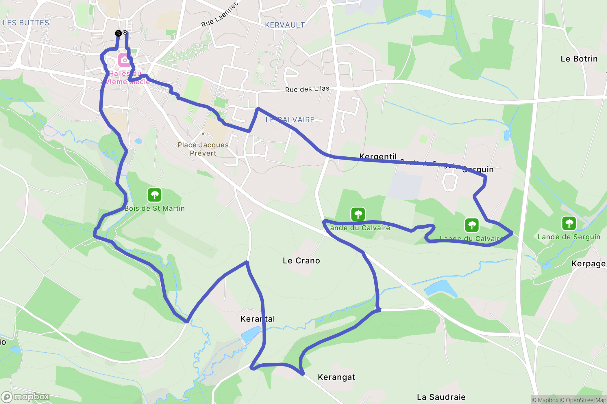 Questembert : carte du parcours de randonnée - France