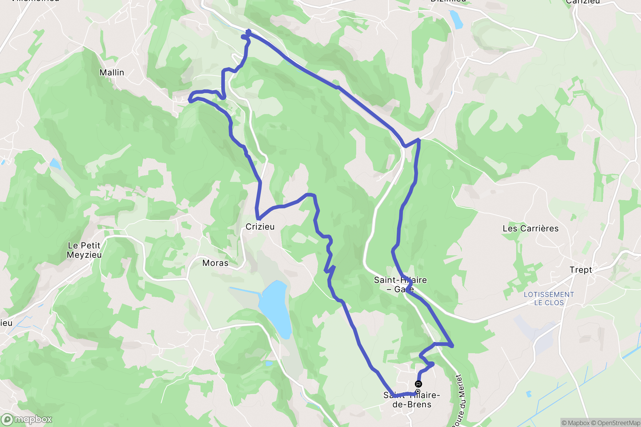Saint-Hilaire-de-Brens : carte du parcours de randonnée - France