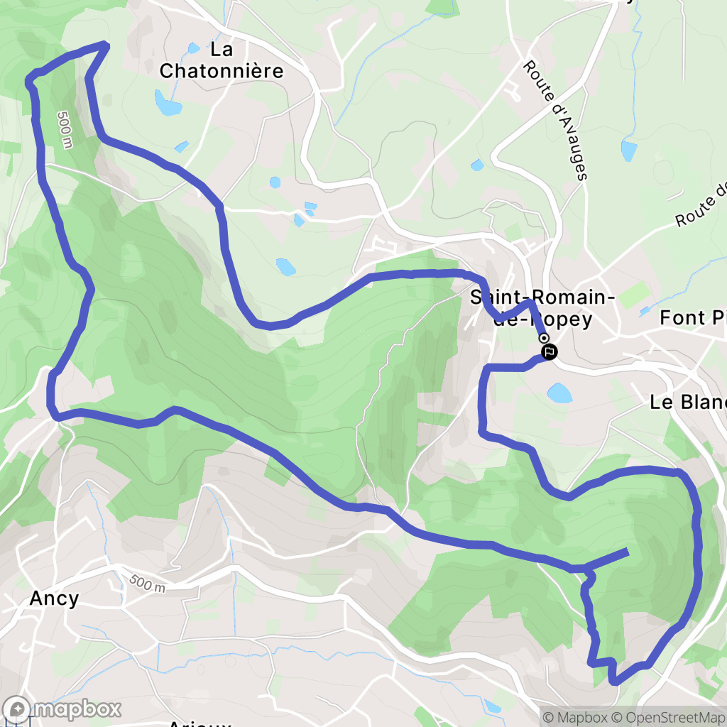 Saint-Romain-de-Popey : carte du parcours de randonnée - France