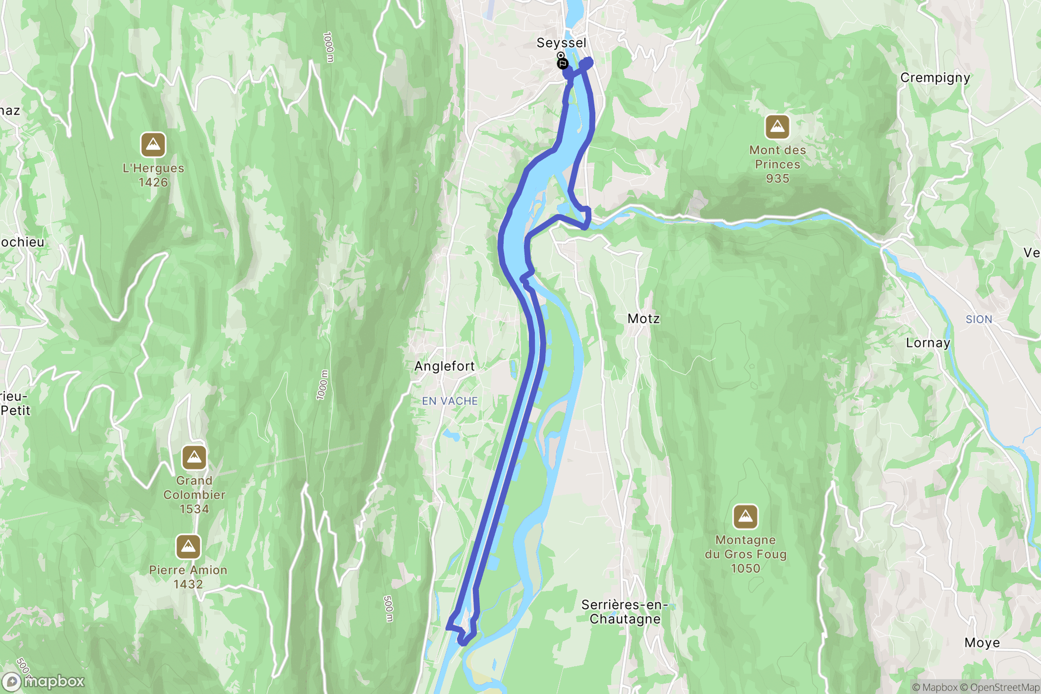 Seyssel : carte du parcours de randonnée - France