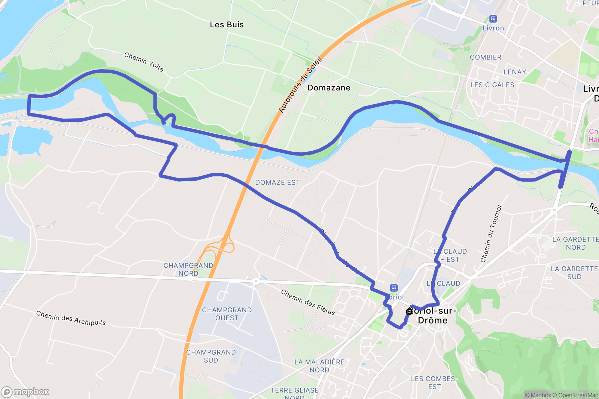 Loriol-sur-Drôme : carte du parcours de randonnée - France