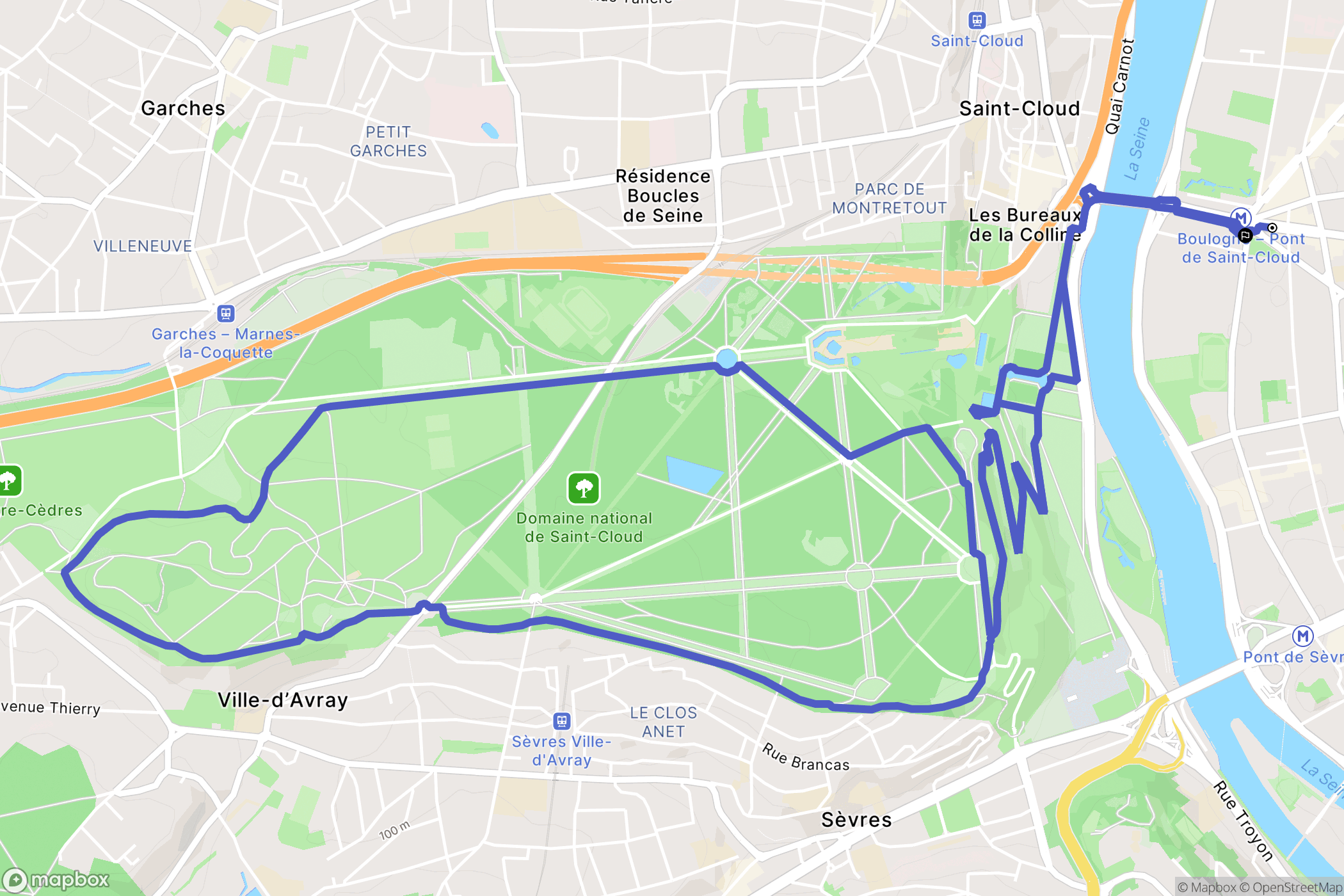 Boulogne-Billancourt : carte du parcours de randonnée - France