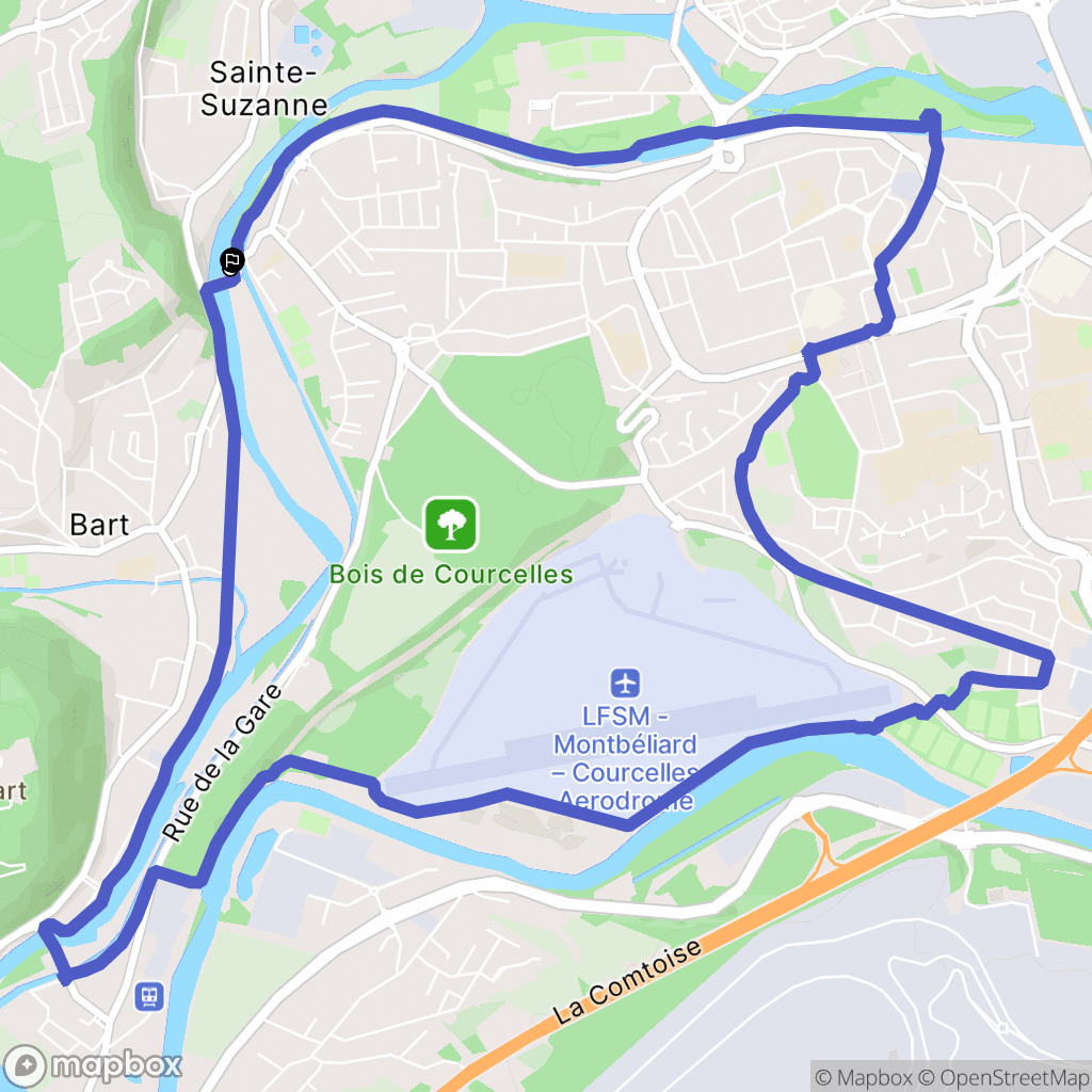 Courcelles-lès-Montbéliard : carte du parcours de randonnée - France