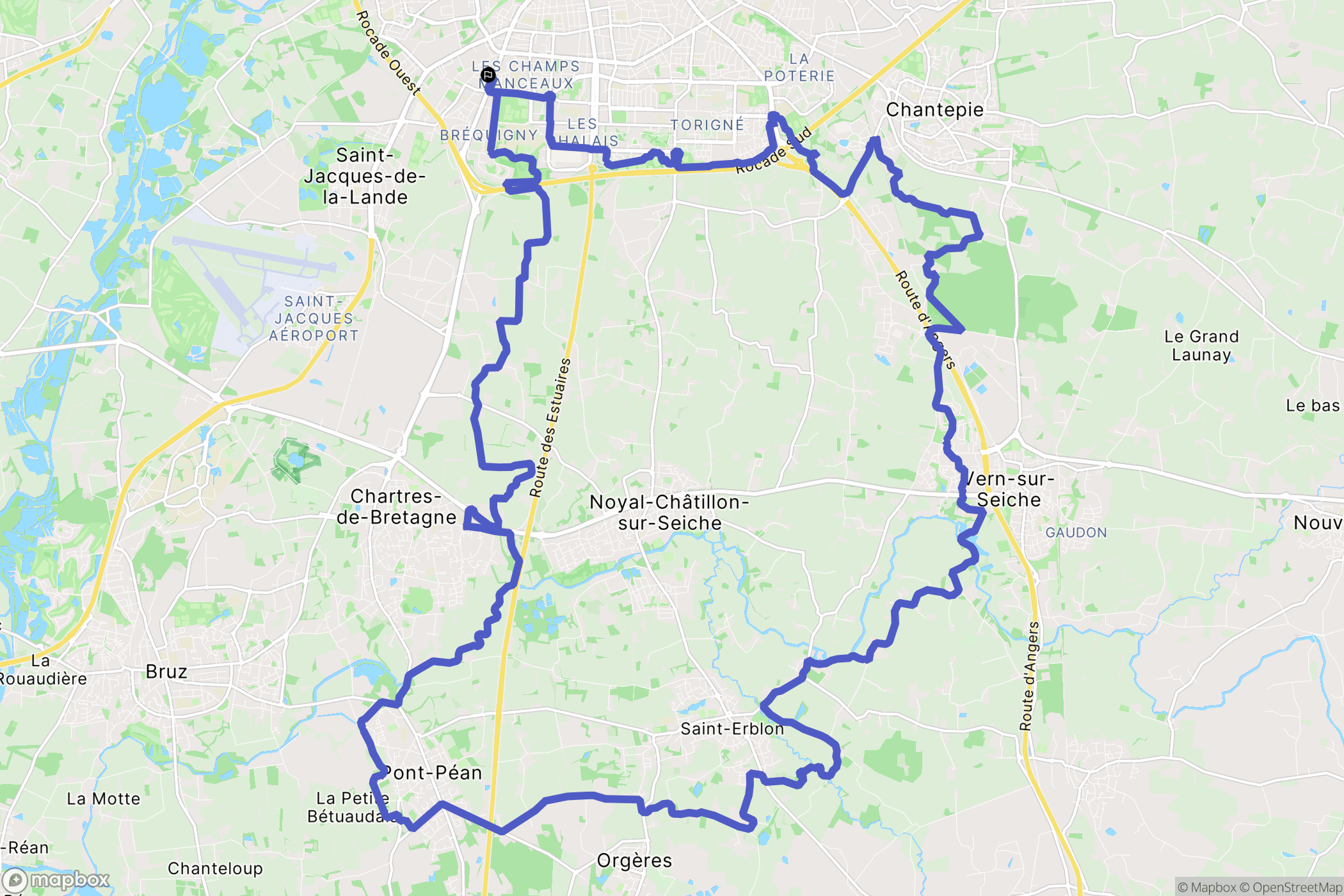 Saint-Jacques-de-la-Lande : carte du parcours de randonnée - France