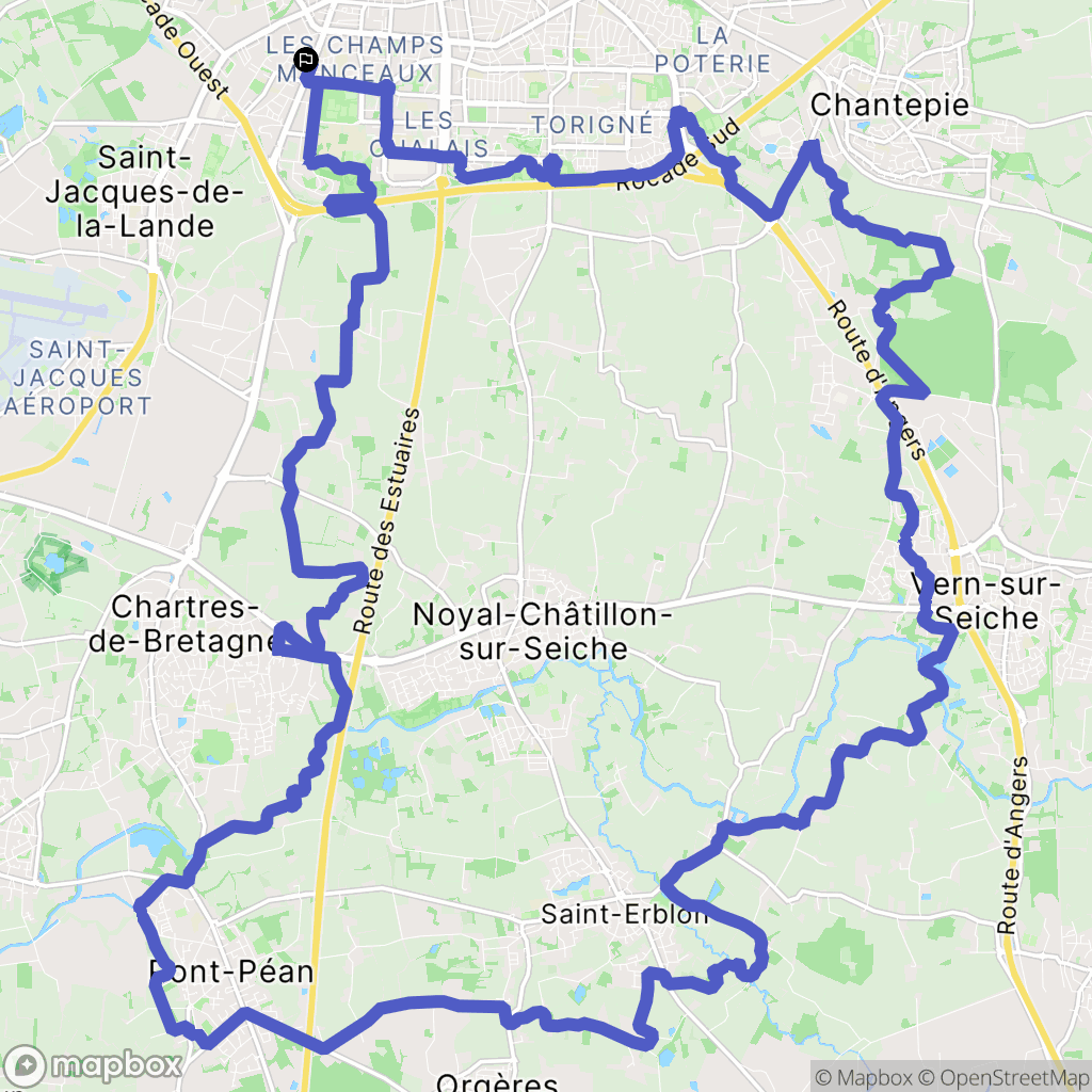 Saint-Jacques-de-la-Lande : carte du parcours de randonnée - France