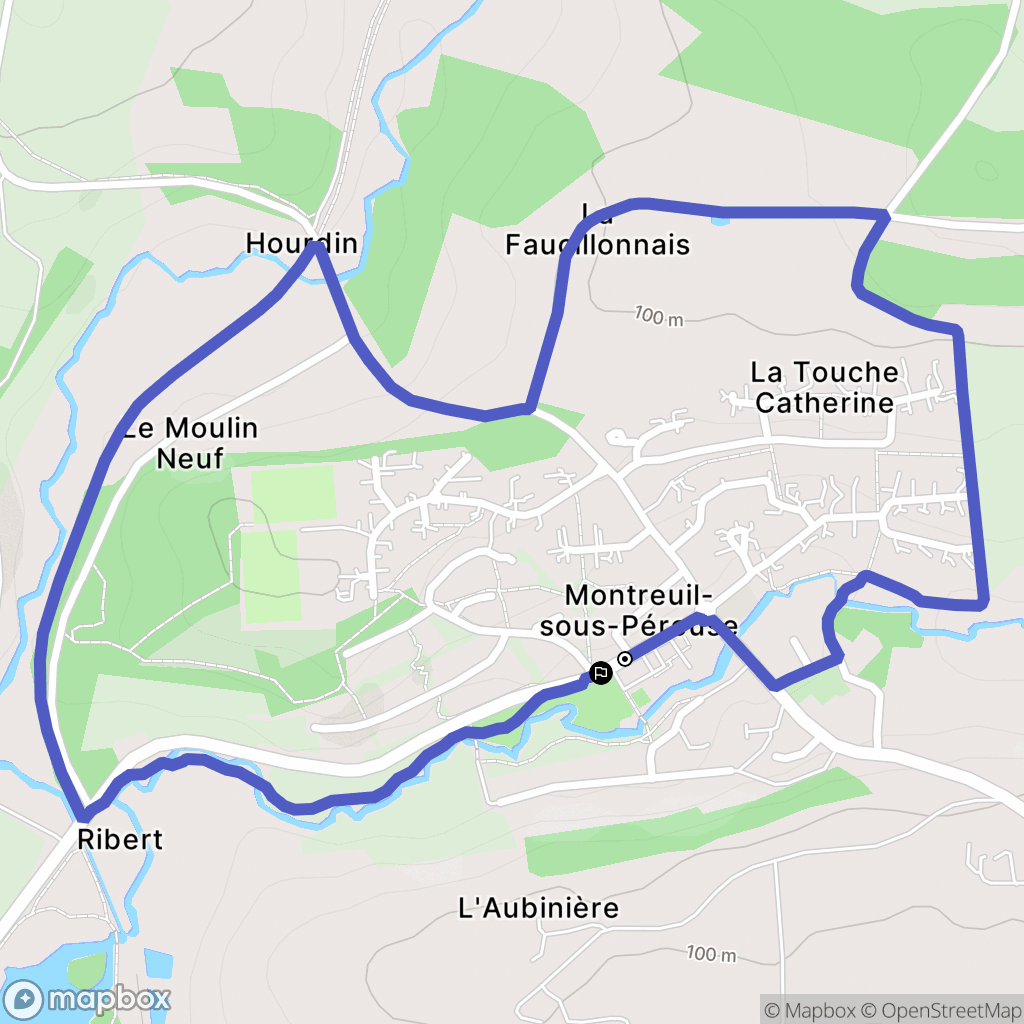Montreuil-sous-Pérouse : carte du parcours de randonnée - France