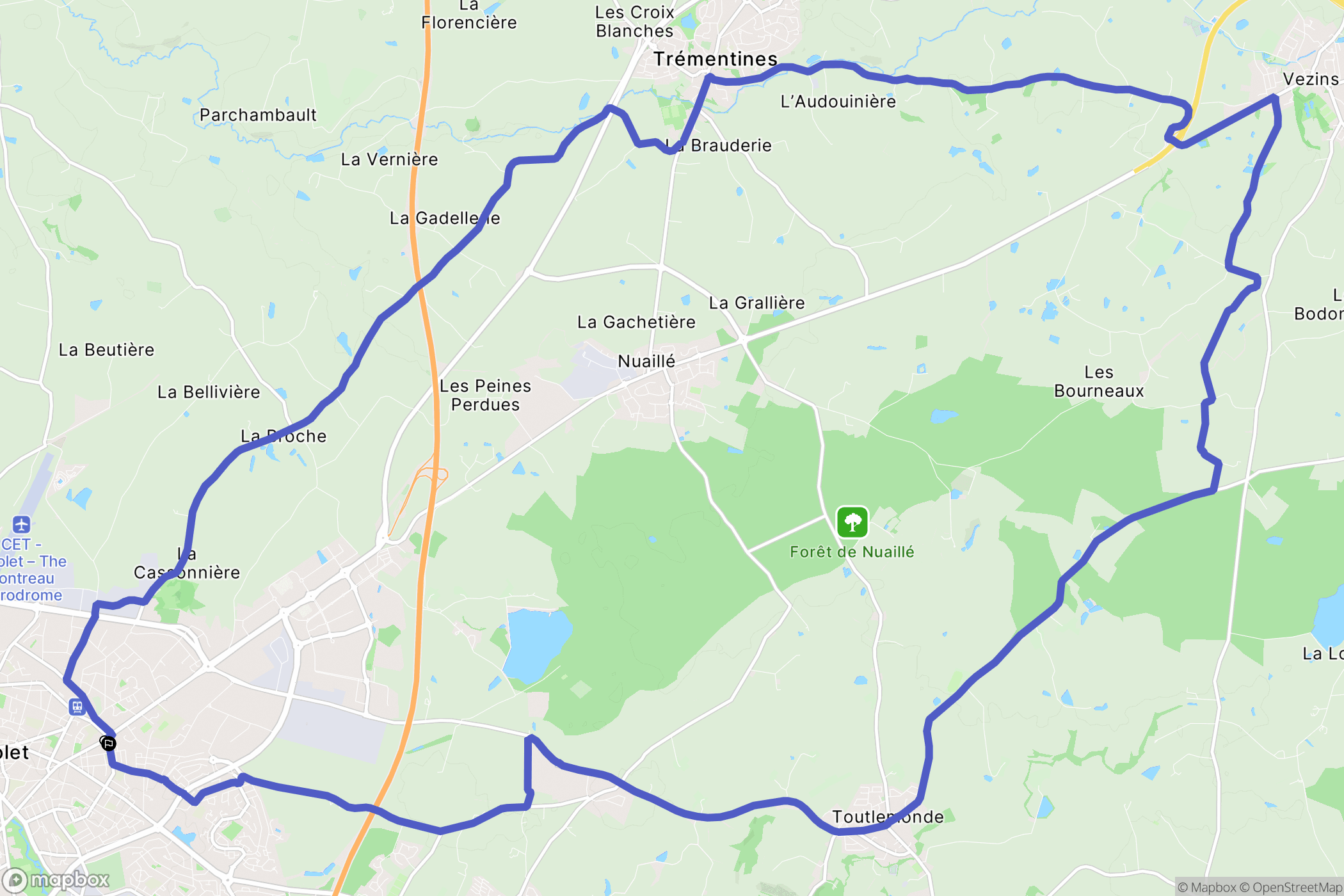 Cholet : carte du parcours de randonnée - France