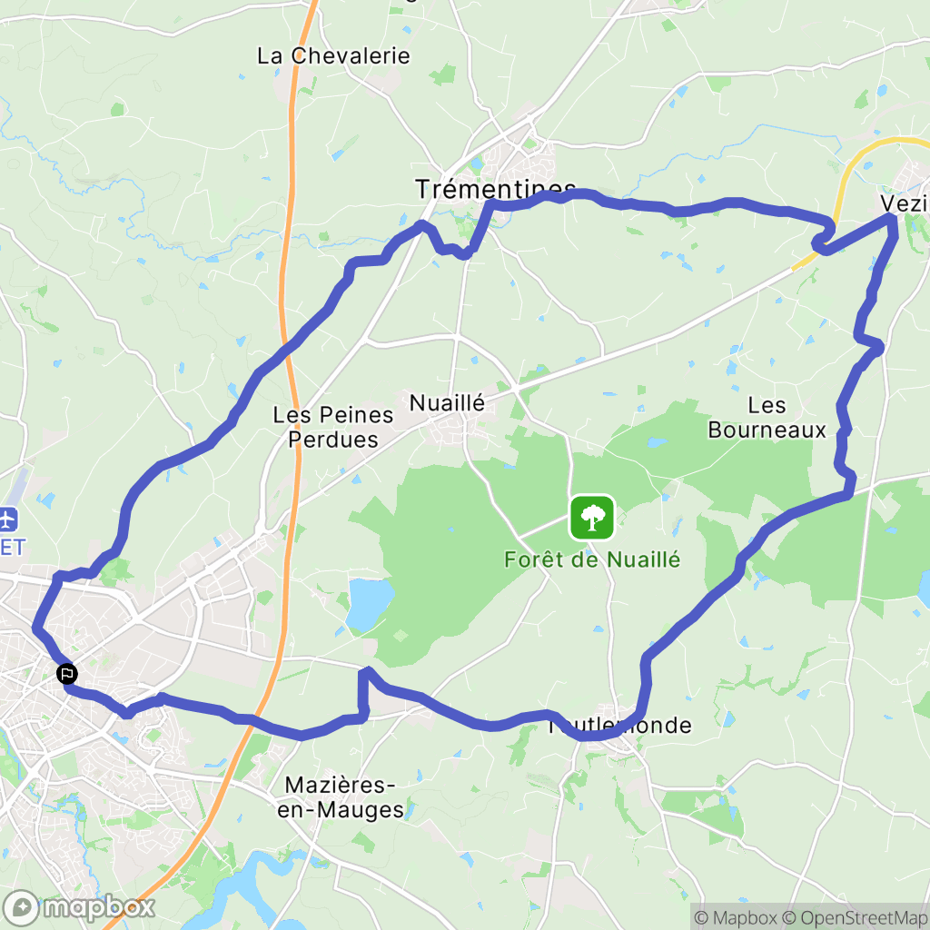 Cholet : carte du parcours de randonnée - France