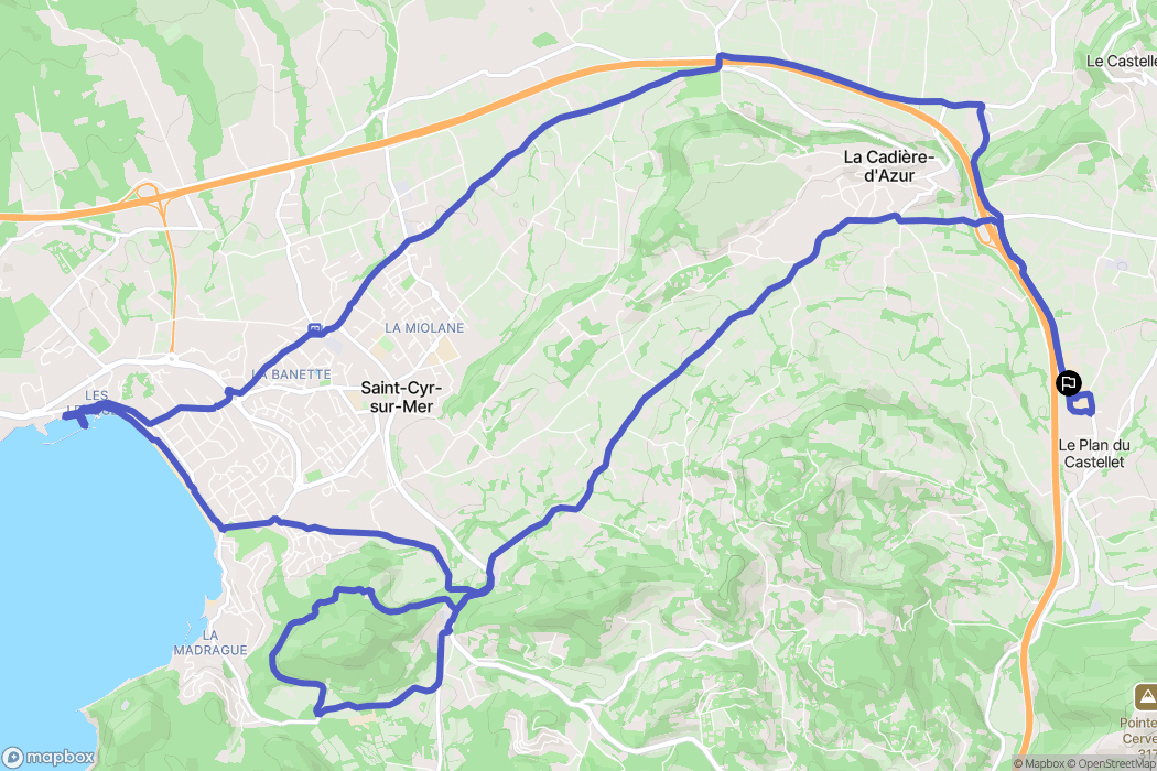 Le Castellet : carte du parcours de randonnée - France