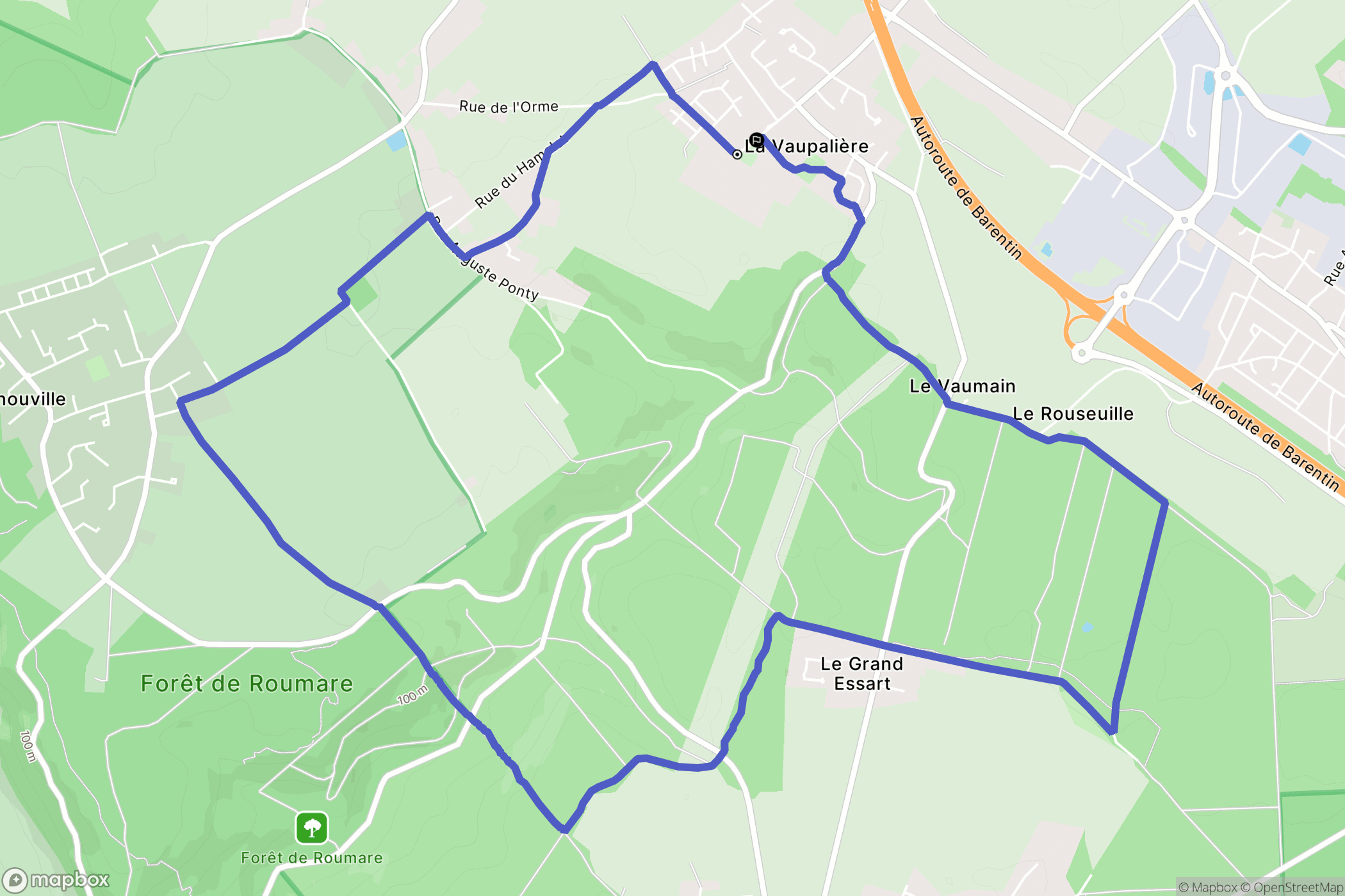 La Vaupalière : carte du parcours de randonnée - France