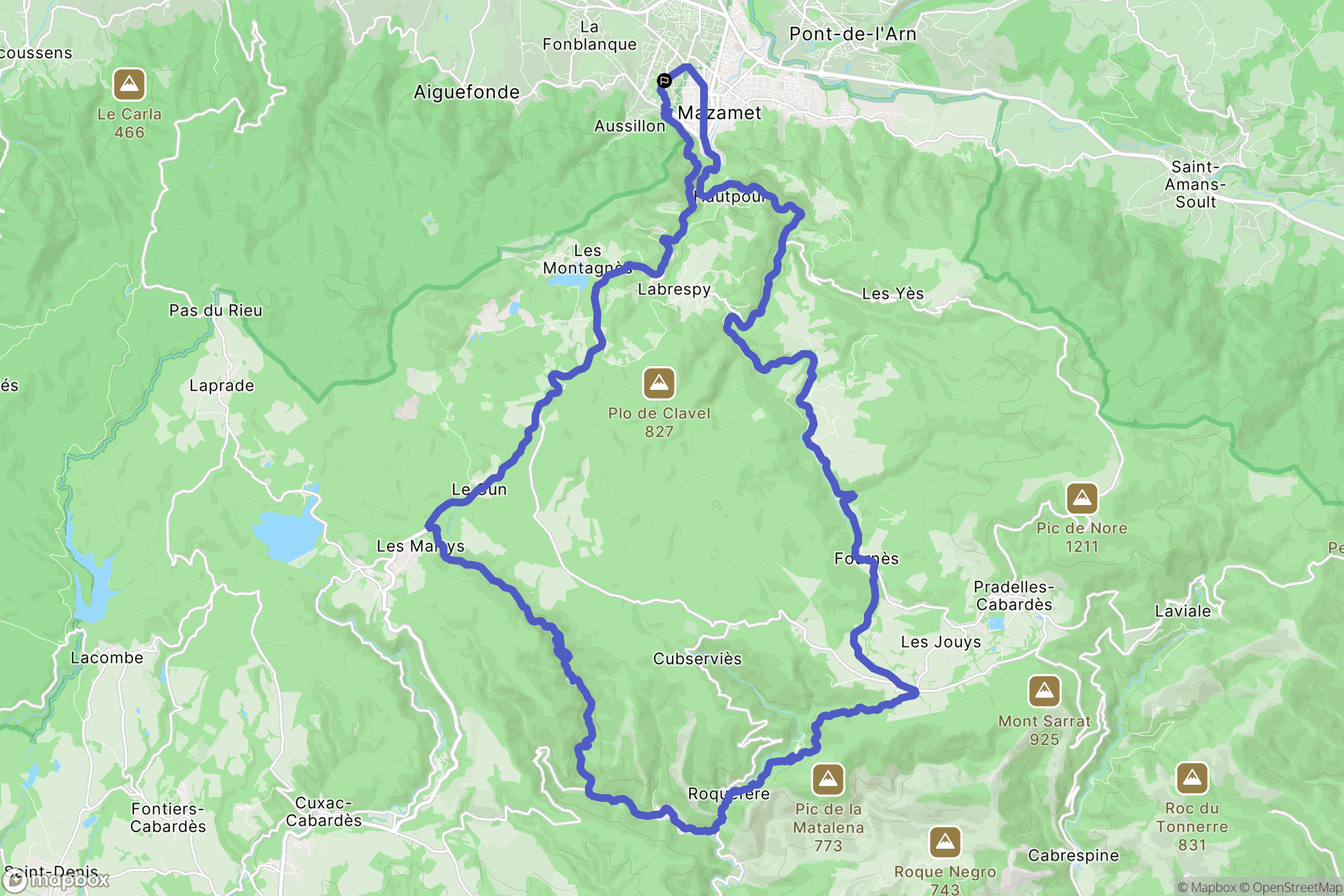 Aussillon : carte du parcours de randonnée - France