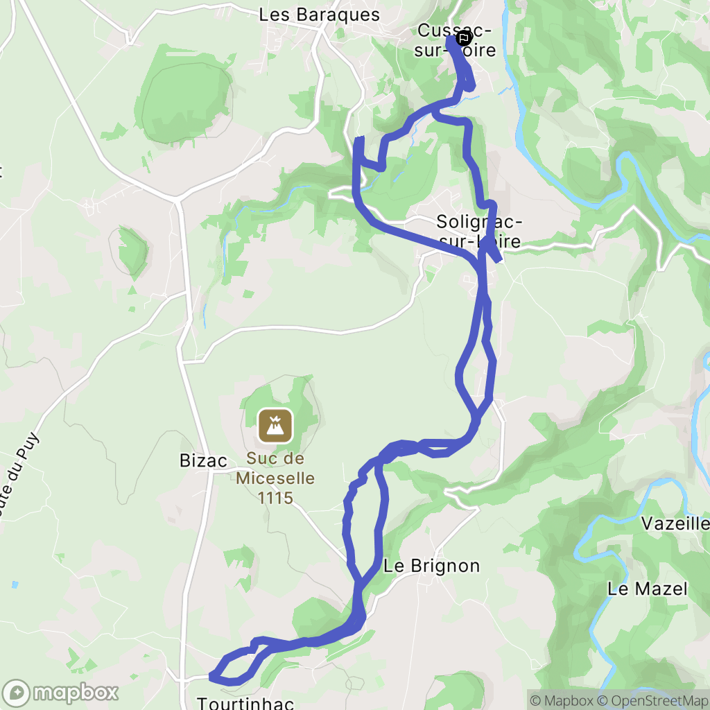 Cussac-sur-Loire : carte du parcours de randonnée - France