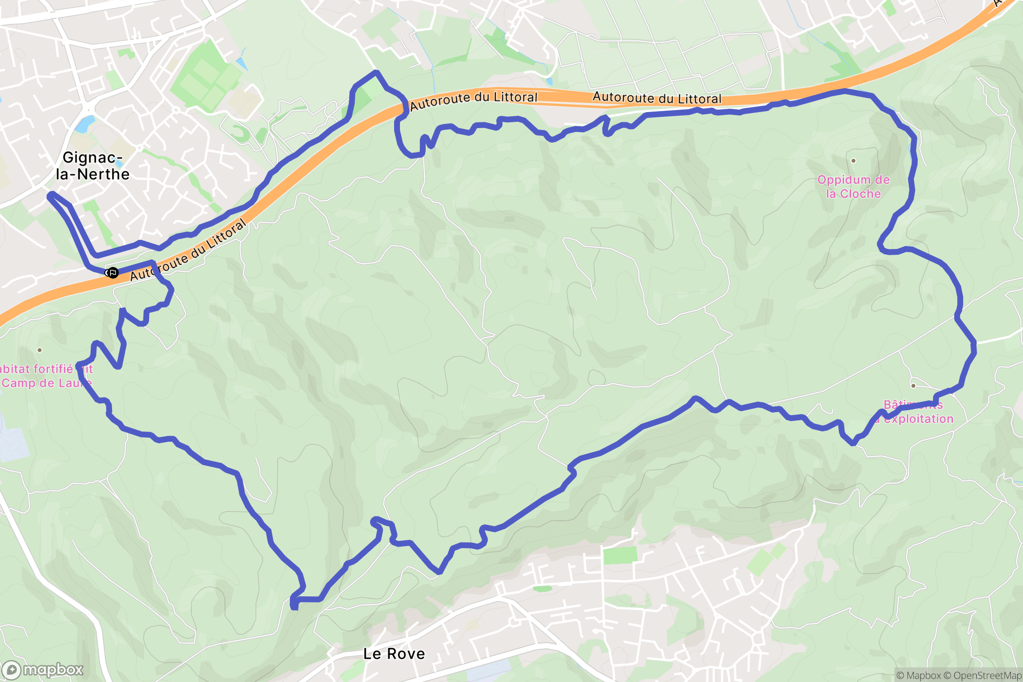 Gignac-la-Nerthe : carte du parcours de randonnée - France
