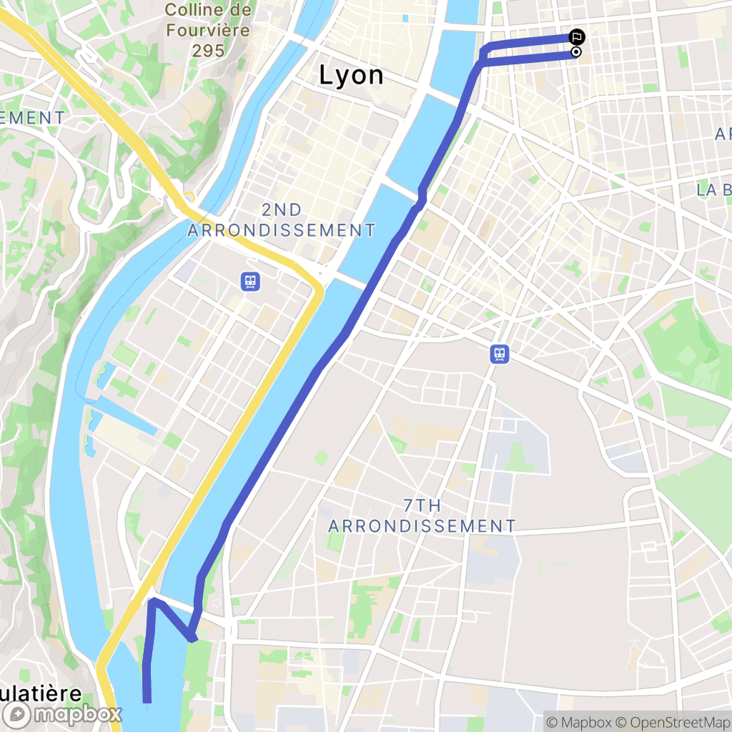 Lyon : carte du parcours de randonnée - France