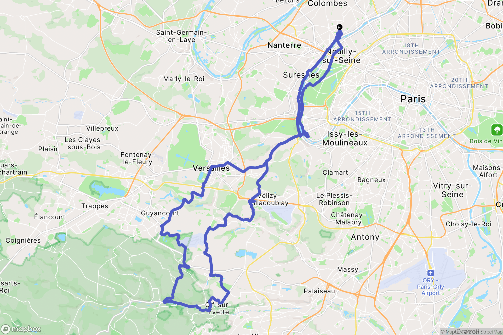 Courbevoie : carte du parcours de randonnée - France