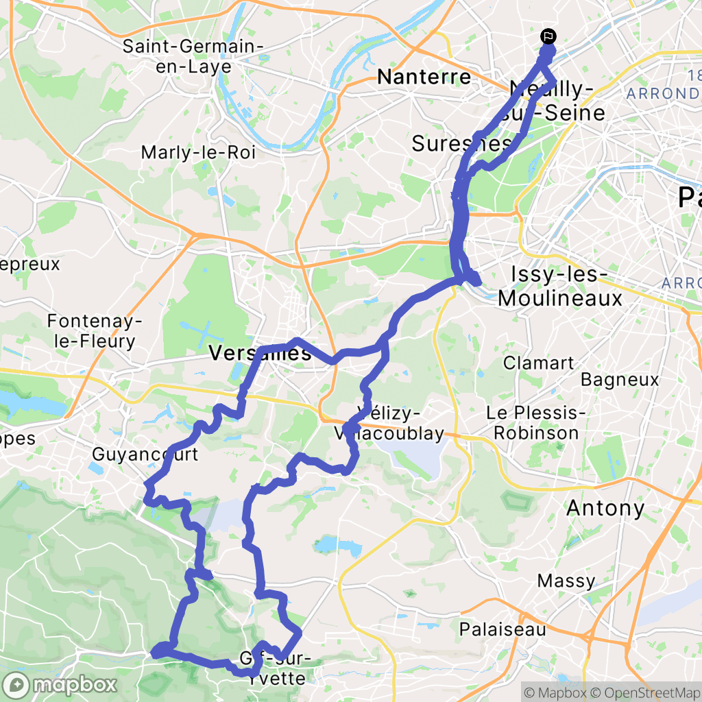 Courbevoie : carte du parcours de randonnée - France