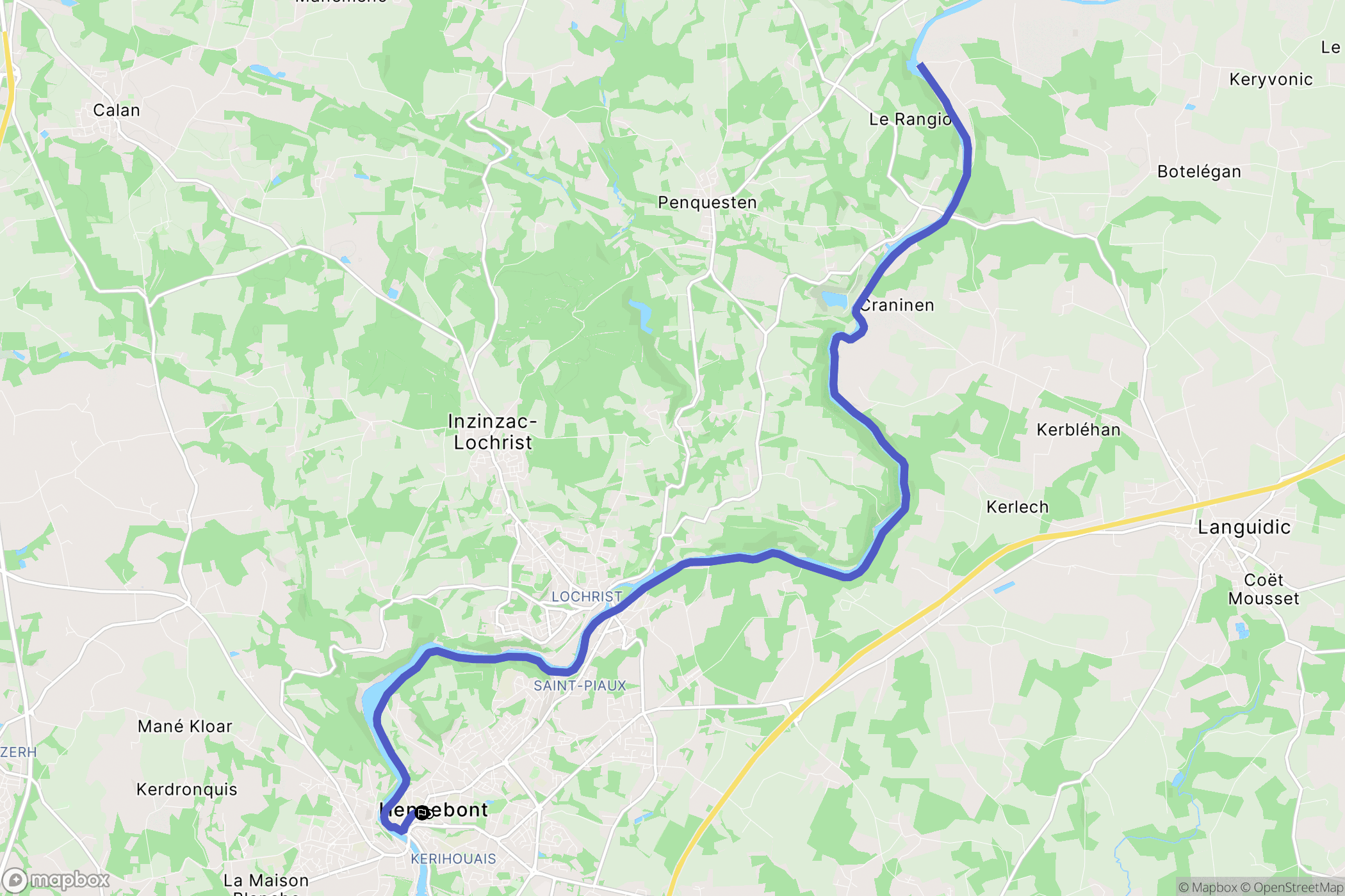 Hennebont : carte du parcours de randonnée - France