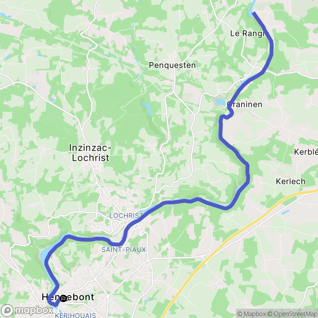 Hennebont : carte du parcours de randonnée - France