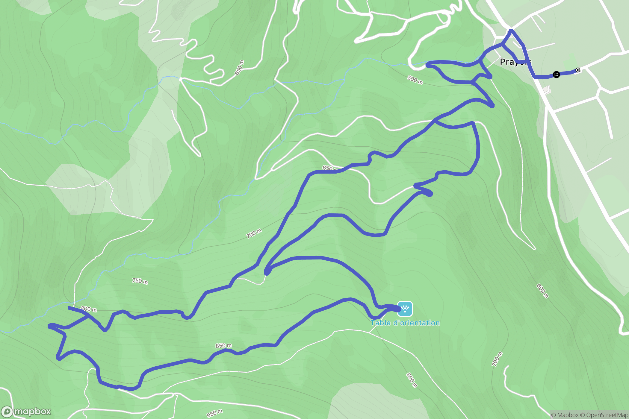 Prayols : carte du parcours de randonnée - France