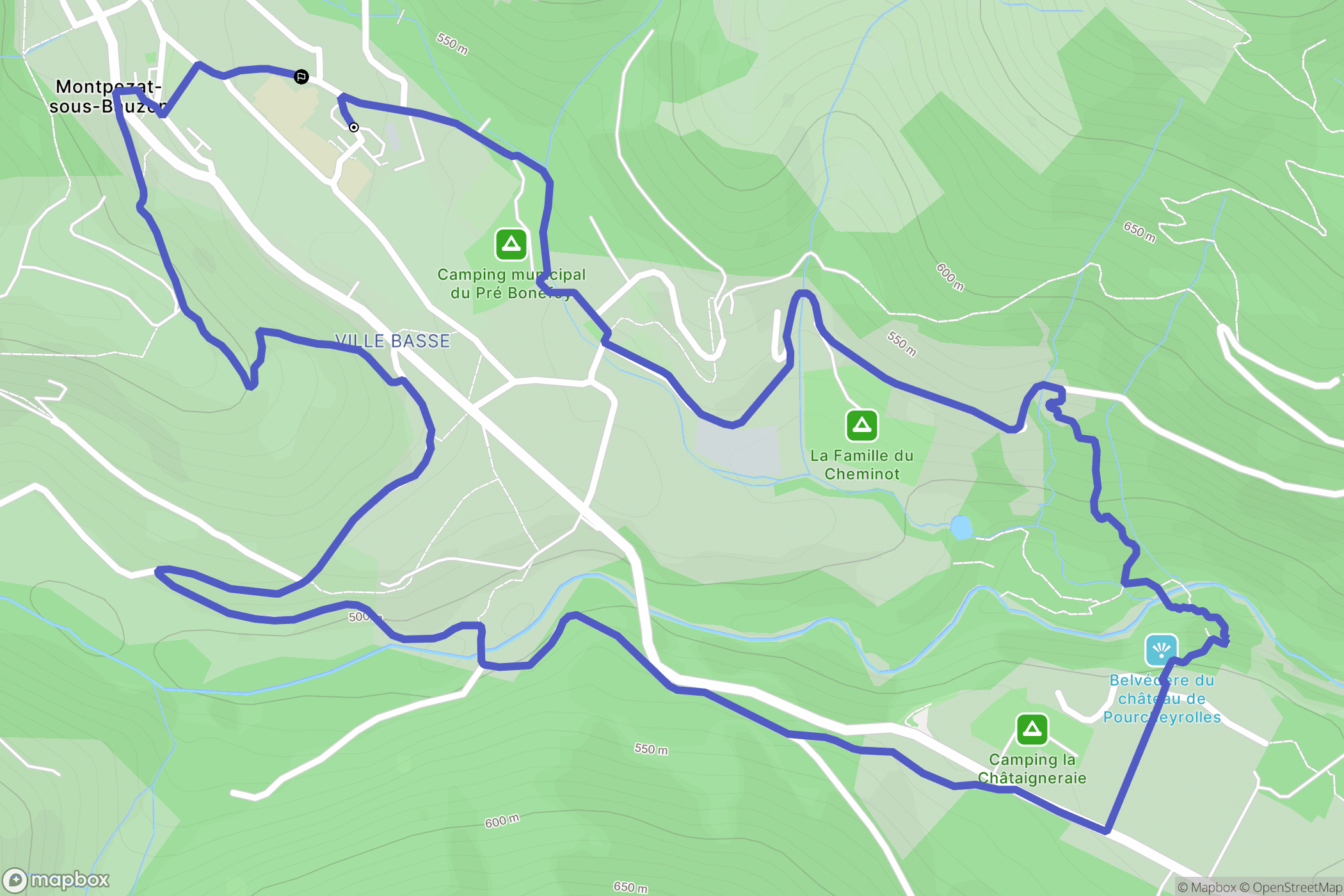 Montpezat-Sous-Bauzon : carte du parcours de randonnée - France