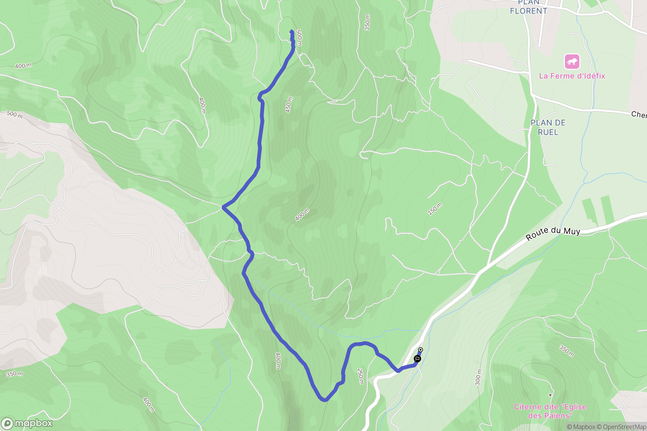 Bagnols-en-Forêt : carte du parcours de randonnée - France