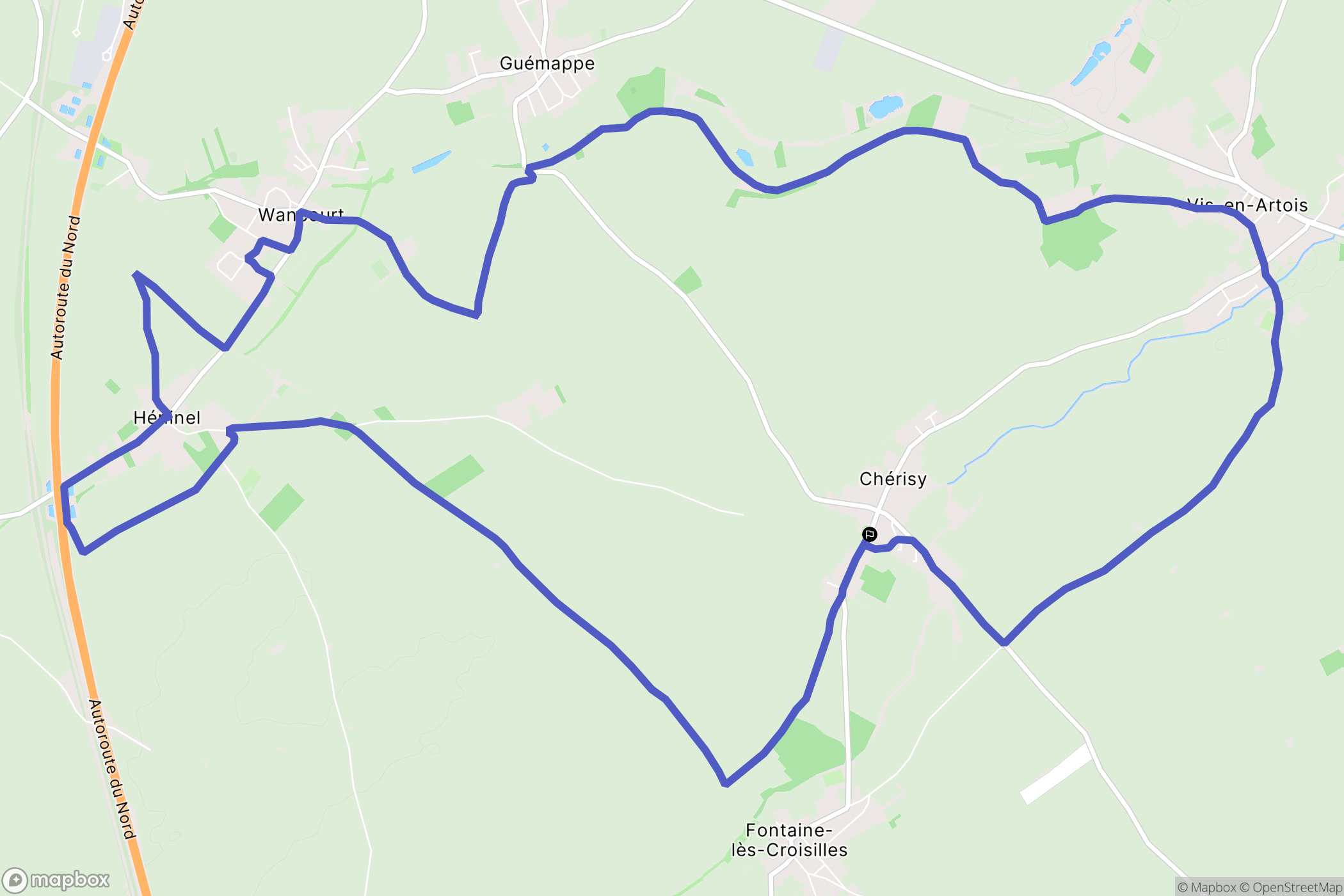 Cherisy : carte du parcours de randonnée - France