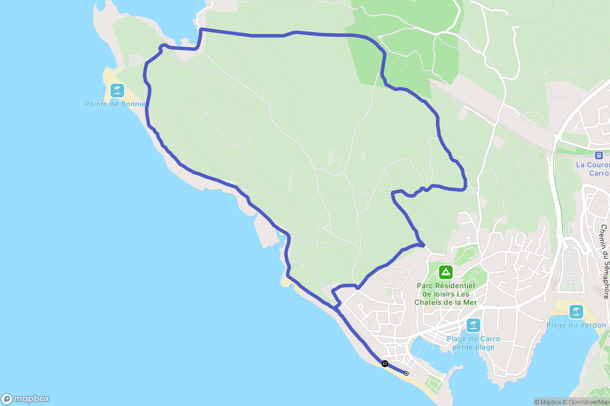 Martigues : carte du parcours de randonnée - France
