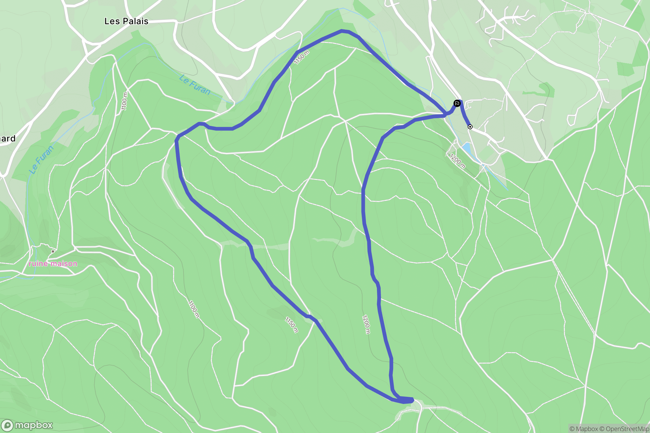 Le Bessat : carte du parcours de randonnée - France